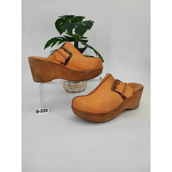 Kork Ease  Women's Tan Leather Buckle Slip On Clogs Size 8 - Picture 1 of 8